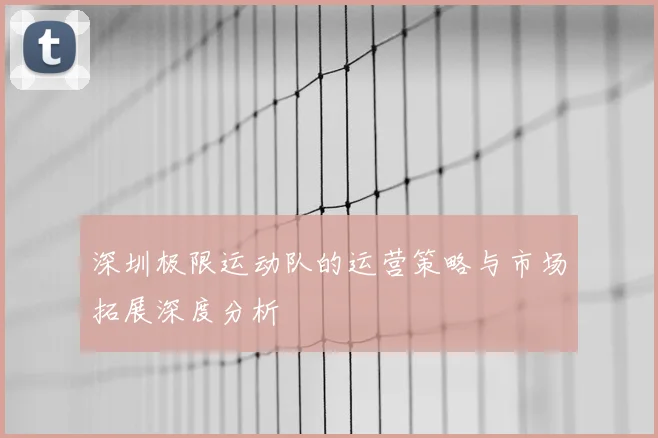 深圳极限运动队的运营策略与市场拓展深度分析